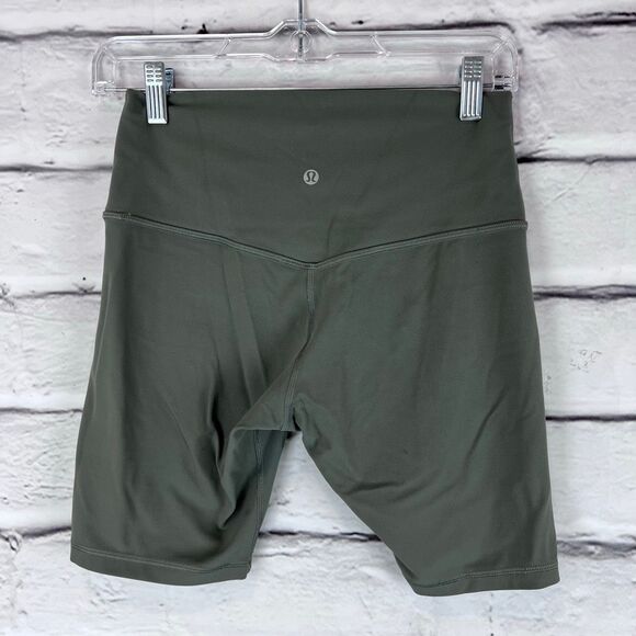 Lululemon High Rise Biker Shorts 8” Olive Green Size 8 - Picture 4 of 4